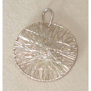 Silver Color Metal Thread Dream Catcher Round Pendant 1.5" by Esteban Rivas New